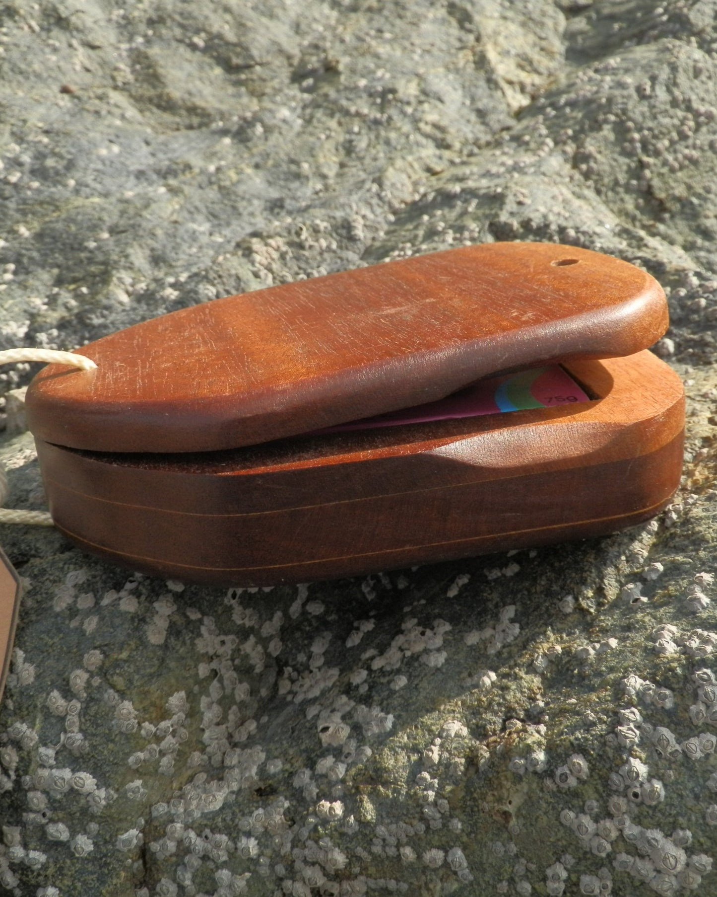 Mahogany wooden surf wax box