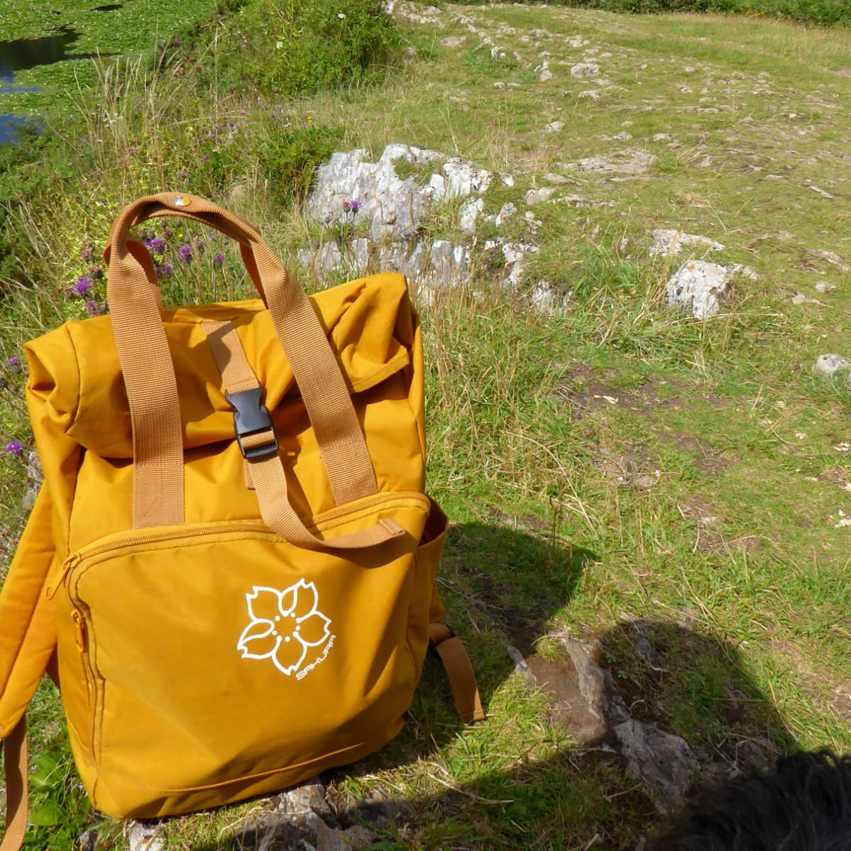 Recycled "Sakura Blossom" Roll top bag