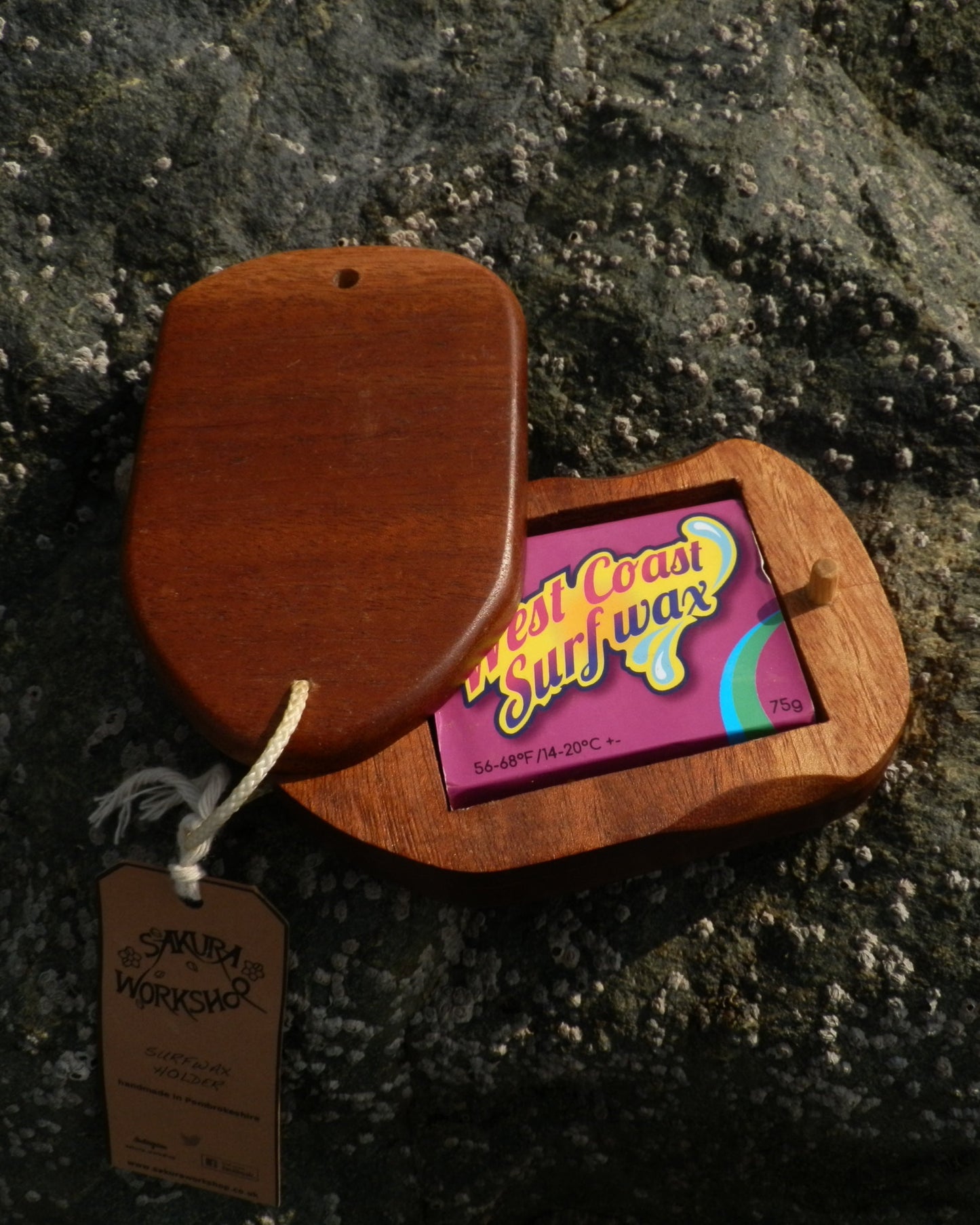Mahogany wooden surf wax box