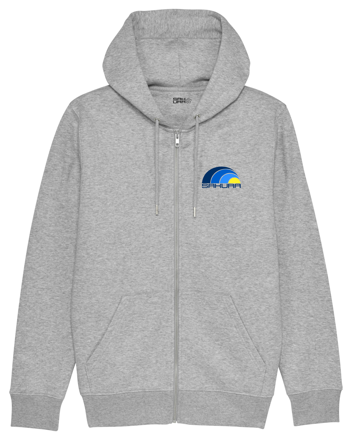 Organic "Sakura Wave" Zip Hoodie Grey